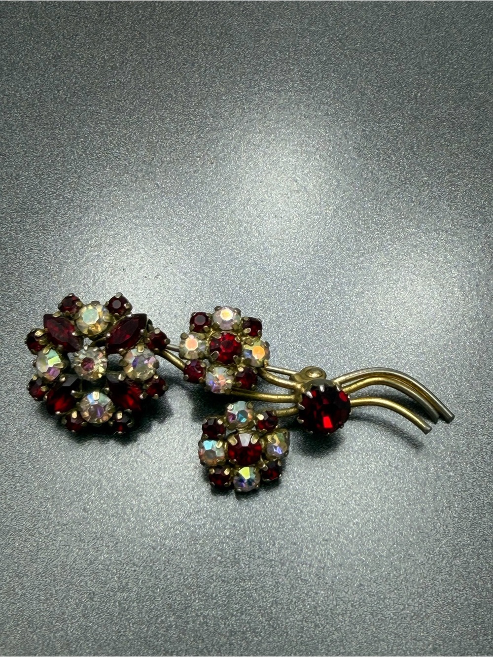 Vintage Red Austrian Brooch #cz515